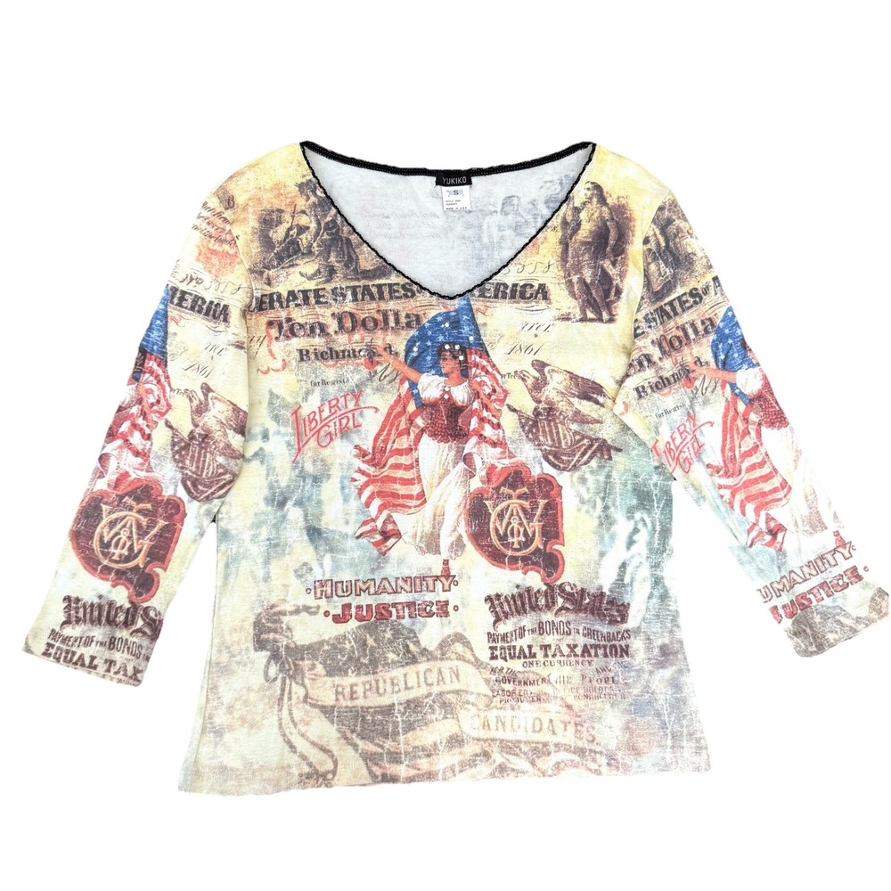 Yukiko Humanity Shirt Womens Small Patriotic Justice Fairy Whimsigoth Casual
